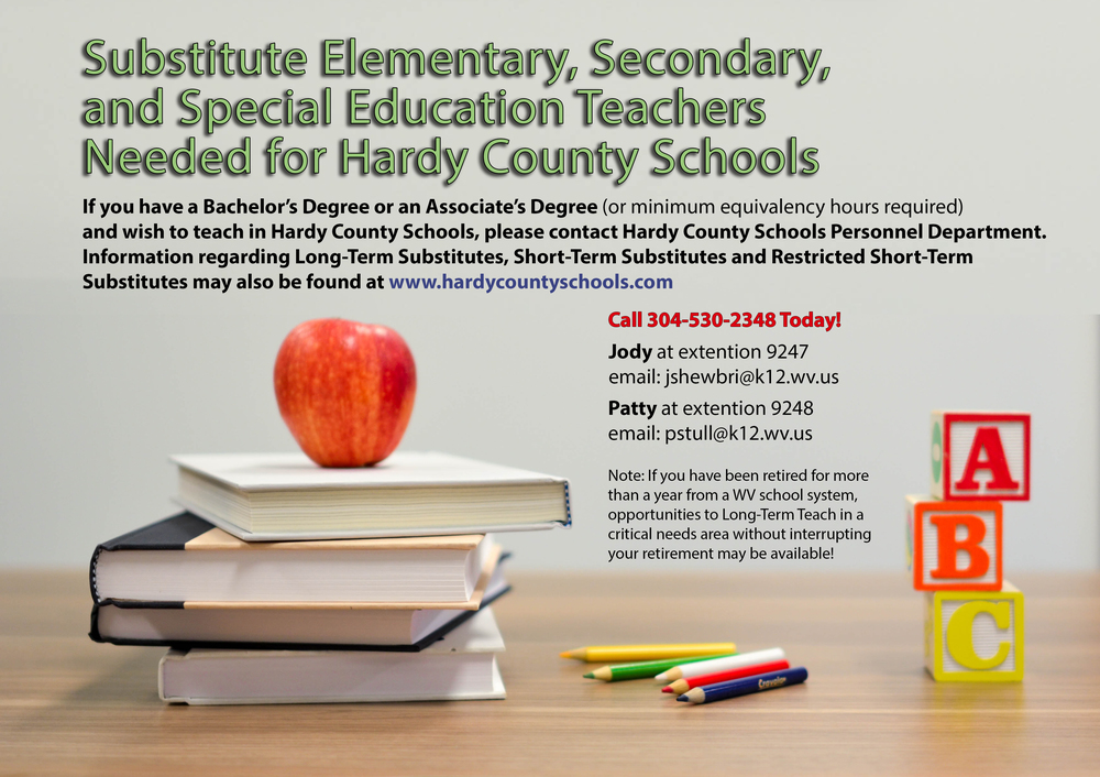 Subs Needed white board books and apple
